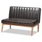 Baxton Studio Daymond Mid-Century Dark Brown Faux Leather and Walnut Brown Finished Wood 3-PC Dining Nook Set 186-11349-9305-Zoro - alternate 8